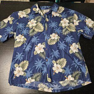 Pacific Legend Apparel Hawaiian Shirt Mens 3XL Button Up USA Floral Blue Short